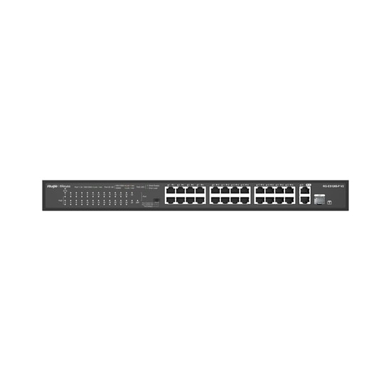 Ruijie Reyee RG-ES126S-P 24 Port 10/100 Mbps 370W PoE Yönetilemez Switch - 2x Gigabit Uplink, SFP, Metal Kasa, Rackmount