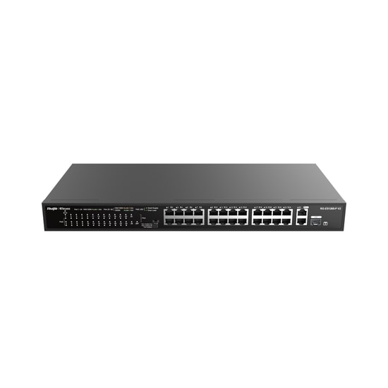 Ruijie Reyee RG-ES126S-P 24 Port 10/100 Mbps 370W PoE Yönetilemez Switch - 2x Gigabit Uplink, SFP, Metal Kasa, Rackmount