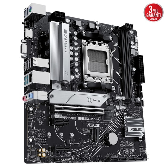 ASUS PRIME B650M-K AM5 DDR5 Anakart - AMD B650, 6400MHz (OC), M.2, HDMI, VGA, 2.5G LAN, Aura Sync, Micro-ATX