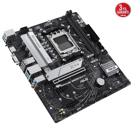 ASUS PRIME B650M-K AM5 DDR5 Anakart - AMD B650, 6400MHz (OC), M.2, HDMI, VGA, 2.5G LAN, Aura Sync, Micro-ATX