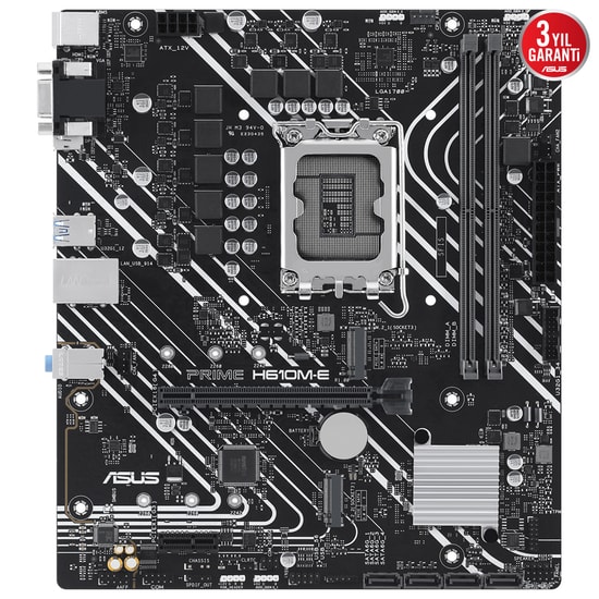 Asus Prime H610M-E D5 CSM Anakart (90MB1G10-M0EAYC) - LGA1700, DDR5, Micro ATX, VGA, HDMI, DP, 2xM.2, 4xSATA, MicroATX