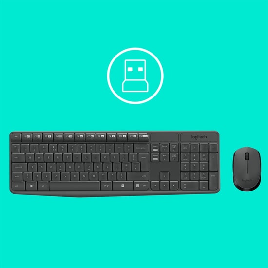 Logitech MK235 Kablosuz Türkçe Q Düzen Klavye Mouse Set (920-007925) - Ergonomik Tasarım, Uzun Pil Ömrü