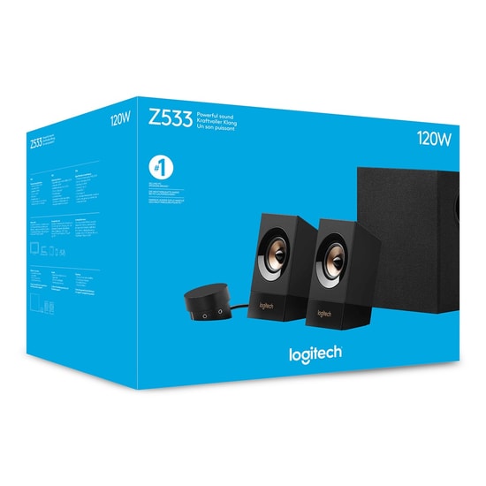 Logitech Z533 Siyah 120W 2.1 Multimedia Hoparlör Sistemi (980-001054) - Güçlü Bas Subwoofer, Kablolu, RMS, AUX, RCA