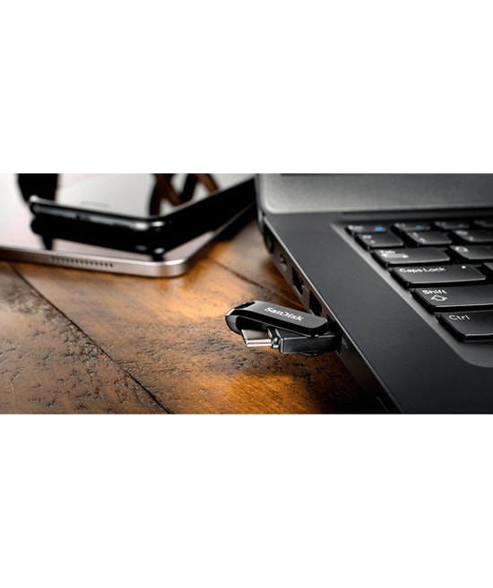 Sandisk Ultra Dual Drive Go 256GB USB Type-C & Type-A Flash Bellek (SDDDC3-256G-G46) - 400MB/s, Çift Yönlü, Siyah