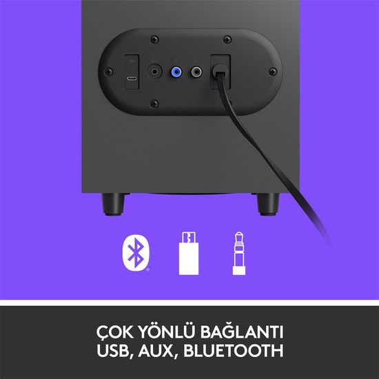Logitech Z407 Bluetooth 2+1 USB Hoparlör - Siyah (980-001348) - 80W Güç, Kablosuz Kontrol, Subwoofer, PC, Mobil Uyumlu