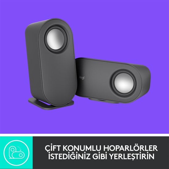 Logitech Z407 Bluetooth 2+1 USB Hoparlör - Siyah (980-001348) - 80W Güç, Kablosuz Kontrol, Subwoofer, PC, Mobil Uyumlu
