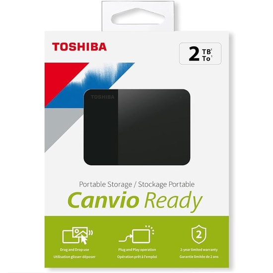 Toshiba Canvio Ready 2TB USB 3.2 Gen1 2.5" Siyah Taşınabilir Disk (HDTP320EK3AA) - USB Micro-B Bağlantılı Harici HDD
