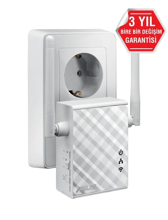 Asus RP-N12 300Mbps 2 Antenli Priz Tipi Wi-Fi Menzil Genişletici - Access Point, Router, Tek Tuşla Kurulum, Geniş Kapsam