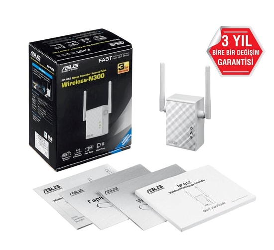 Asus RP-N12 300Mbps 2 Antenli Priz Tipi Wi-Fi Menzil Genişletici - Access Point, Router, Tek Tuşla Kurulum, Geniş Kapsam