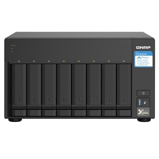 QNAP TS-832PX 4GB RAM 8 HDD Yuvalı Tower NAS Depolama - DDR4, SFP+, 2.5GbE Ethernet, USB 3.2, Alpine AL324