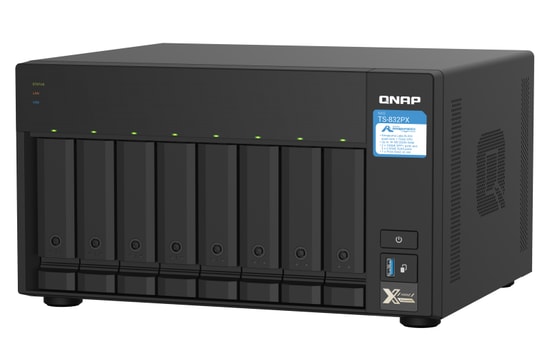 QNAP TS-832PX 4GB RAM 8 HDD Yuvalı Tower NAS Depolama - DDR4, SFP+, 2.5GbE Ethernet, USB 3.2, Alpine AL324
