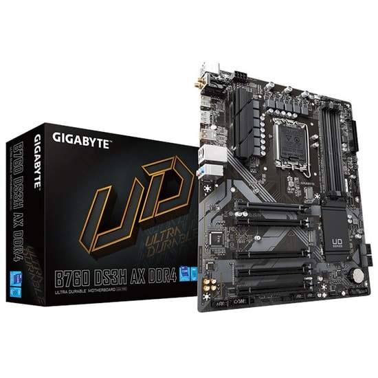 GIGABYTE B760 DS3H AX DDR4 Anakart: LGA1700, DDR4 5333mhz OC, Çift M.2, Wi-Fi 6E, USB 3.2, 2.5GbE LAN, PCIe 4.0, ATX
