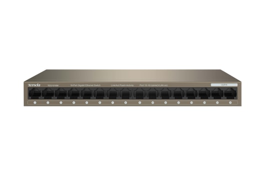 Tenda TEG1016M 16 Port Gigabit Metal Switch - 10/100/1000 Mbps, Rackmount, Metal Gövde, Yönetilemez, Gerilim Koruması