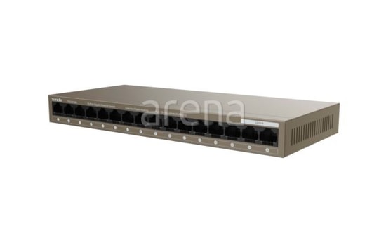 Tenda TEG1016M 16 Port Gigabit Metal Switch - 10/100/1000 Mbps, Rackmount, Metal Gövde, Yönetilemez, Gerilim Koruması