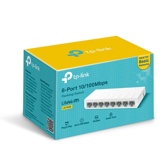 TP-Link LS1008 8 Port 10/100Mbps Yönetilemeyen Masaüstü Switch - Tak ve Çalıştır Özelliği, Sessiz, Enerji Tasarruflu