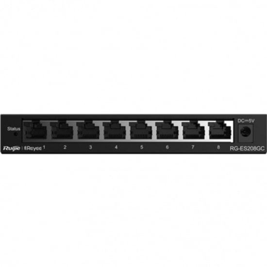 Ruijie Reyee RG-ES208GC 8 Port Gigabit Yönetilebilir Switch - 10/100/1000 Mbps, Metal Kasa, Rackmount Tasarım