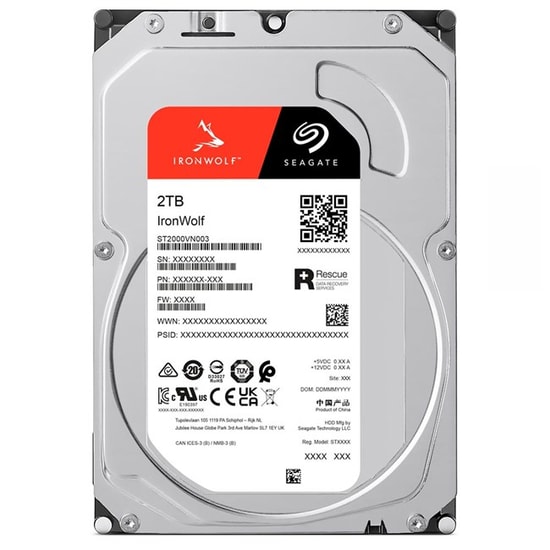 Seagate IronWolf 2TB (ST2000VN003) 5400RPM NAS Hard Disk - 256MB Cache, 7/24 Veri Koruma, 3.5" Dahili HDD