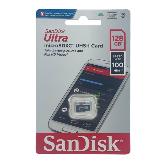 SanDisk Ultra 128GB microSDXC Hafıza Kartı (SDSQUNR-128G-GN6MN) - 100MB/s Okuma Hızı, Class 10, UHS-I, NAND Teknolojisi