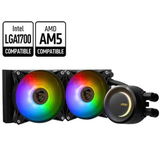 MSI Mag Coreliquid E240 Beyaz ARGB Sıvı İşlemci Soğutucu - 2x120mm PWM Fan, 75CFM Hava Akışı, 3000RPM Pompa, Bakır Plaka