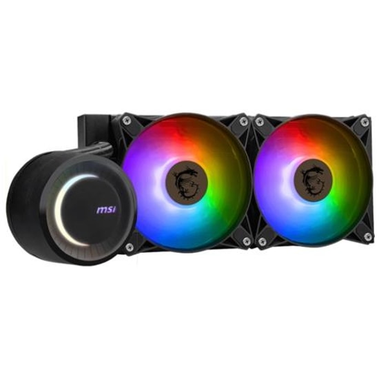 MSI Mag Coreliquid E240 Beyaz ARGB Sıvı İşlemci Soğutucu - 2x120mm PWM Fan, 75CFM Hava Akışı, 3000RPM Pompa, Bakır Plaka