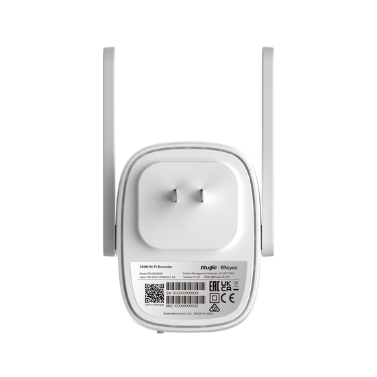 Ruijie Reyee RG-EW300R 300Mbps Wi-Fi 4 Priz Tipi Access Point / Menzil Genişletici - 2.4GHz, 2 Harici Anten, 1 Port
