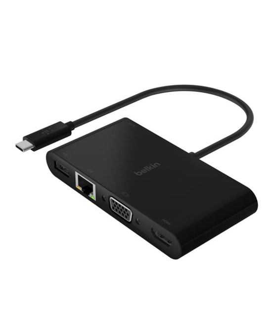 Belkin AVC004BTBK USB-C Multimedia Şarj Adaptörü - 4K HDMI, 100W Güç, 1Gbps Ethernet, Çoklu Bağlantı Noktası