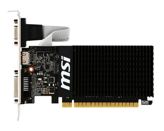 MSI GeForce GT 710 2GB DDR3 64 Bit Ekran Kartı (GT710-2GD3H-LP-2G) - PCIe 3.0 X16, DVI, HDMI, VGA, Düşük Profil, DX12