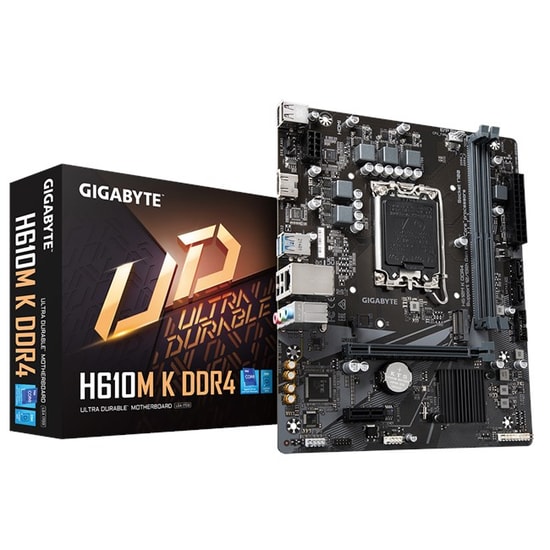 Gigabyte H610M K D4 Anakart: Intel LGA1700, DDR4 3200MHz, Intel XMP, M.2, PCIe 4.0, HDMI, USB 3.2, 1G LAN, Micro ATX
