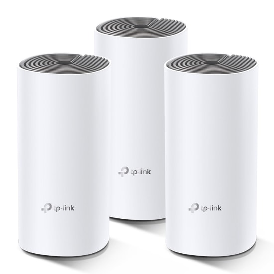 TP-Link Deco E4 3P AC1200 Whole Home Mesh Wi-Fi Sistemi (Üçlü Paket) - 1200Mbps, Çift Bant, 2x10/100 Mbps Port