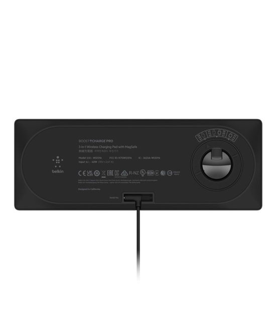 Belkin 3'ü 1 Arada MagSafe Şarj Pad - Siyah (WIZ016VFBK) iPhone, Apple Watch ve AirPods için Hızlı Kablosuz Şarj