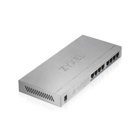Zyxel GS-1008HP 8 Port Gigabit PoE Switch - 60W, Yönetilemez, 10/100/1000 Mbps, Masaüstü Tasarım, Metal Kasa