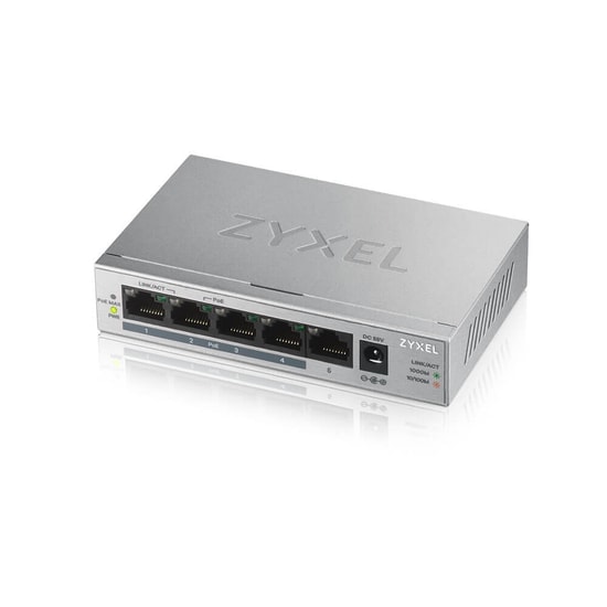 Zyxel GS-1005HP 5 Port Gigabit PoE Yönetilemez Switch - 60W Toplam Güç, 10/100/1000 Mbps, Masaüstü Tasarım
