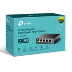 TP-Link TL-SG105PE 5 Port Gigabit Easy Smart Switch - 4 Port PoE+, 65W PoE Güç, Metal Kasa, Fansız Tasarım