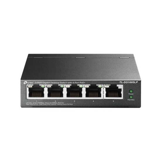 TP-Link TL-SG1005LP 5 Port Gigabit PoE+ Switch - 4 PoE Port (40W, 100m Kapsama), Masaüstü Metal Kasa Ağ Anahtarı