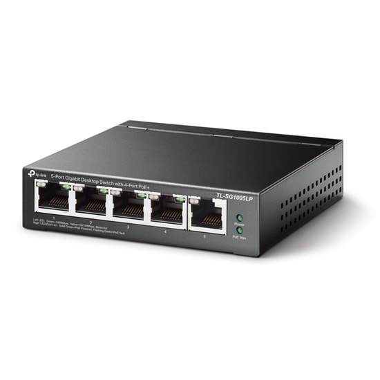 TP-Link TL-SG1005LP 5 Port Gigabit PoE+ Switch - 4 PoE Port (40W, 100m Kapsama), Masaüstü Metal Kasa Ağ Anahtarı