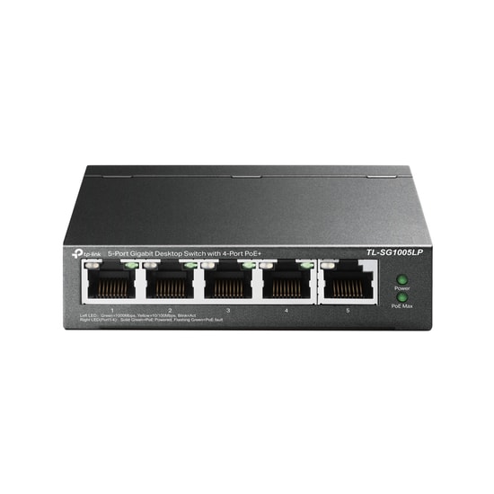 TP-Link TL-SG1005LP 5 Port Gigabit PoE+ Switch - 4 PoE Port (40W, 100m Kapsama), Masaüstü Metal Kasa Ağ Anahtarı