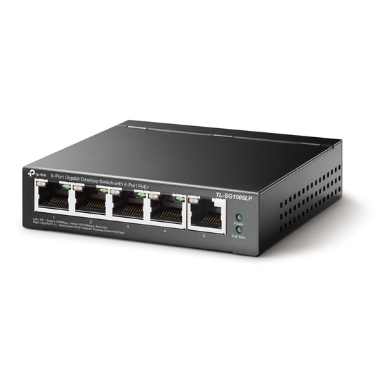 TP-Link TL-SG1005LP 5 Port Gigabit PoE+ Switch - 4 PoE Port (40W, 100m Kapsama), Masaüstü Metal Kasa Ağ Anahtarı