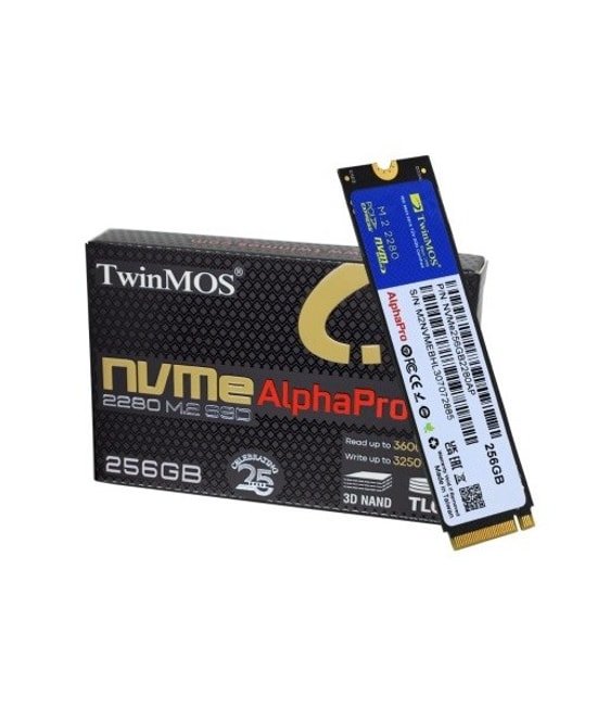 TwinMOS 256GB NVMe M.2 2280 PCIe Gen3 SSD (NVME256GB2280AP), 3600/3250 MB/s Okuma/Yazma, 3D TLC NAND, SMART Desteği
