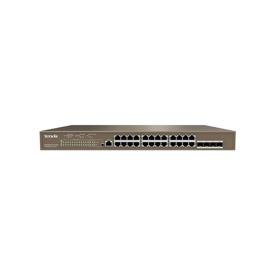 Tenda TEG5328P 24 Port Gigabit Yönetilebilir PoE Switch - 370W, 4 SFP Port, Rack Mount, L2/L3 Destekli Switch