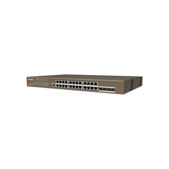 Tenda TEG5328P 24 Port Gigabit Yönetilebilir PoE Switch - 370W, 4 SFP Port, Rack Mount, L2/L3 Destekli Switch