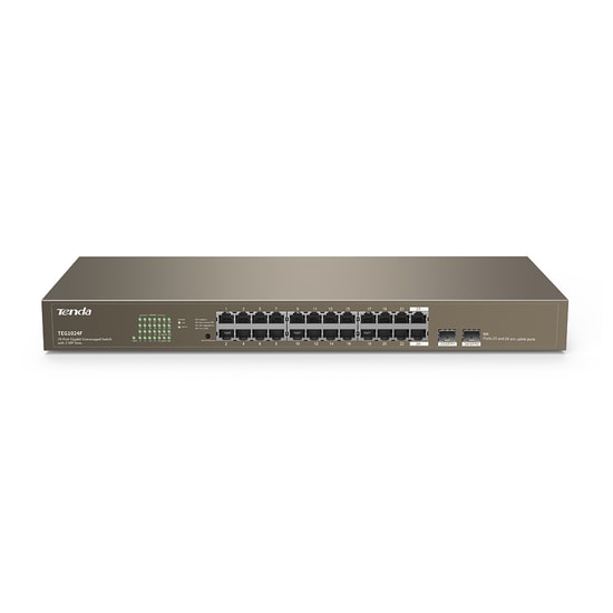 Tenda TEG1024F 24 Port Gigabit Switch - 2 SFP Portlu, 10/100/1000 Mbps Hız, Metal Kasa, Yönetilemez Ağ Anahtarı