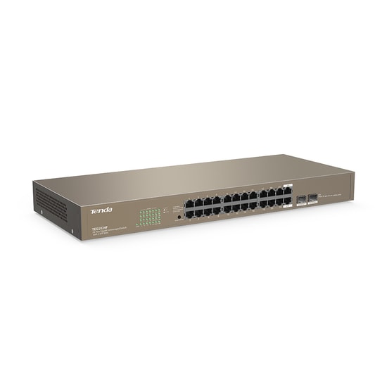 Tenda TEG1024F 24 Port Gigabit Switch - 2 SFP Portlu, 10/100/1000 Mbps Hız, Metal Kasa, Yönetilemez Ağ Anahtarı