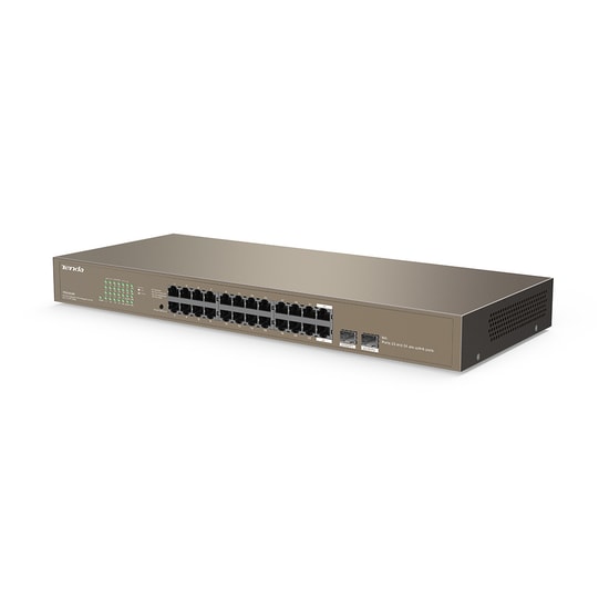 Tenda TEG1024F 24 Port Gigabit Switch - 2 SFP Portlu, 10/100/1000 Mbps Hız, Metal Kasa, Yönetilemez Ağ Anahtarı