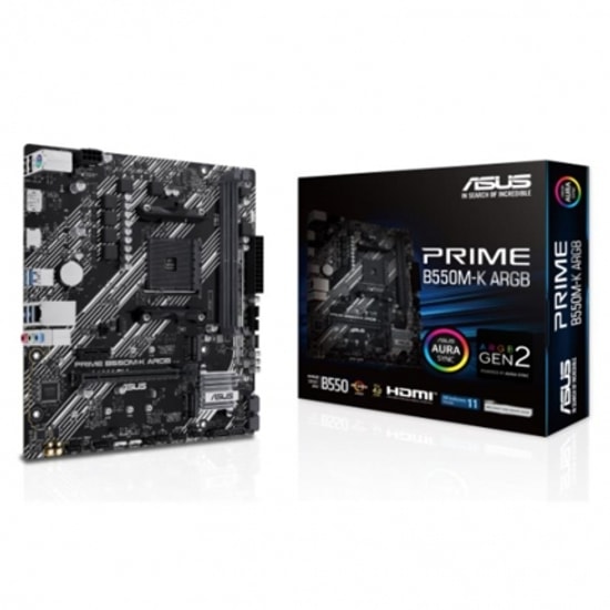 Asus PRIME B550M-K ARGB DDR4 5100mhz 1xhdmi 1xdp 2xm.2 Usb 3.2 Matx Am4 (Amd Am4 5000/4000 G/3000 Serisi İle Uyum Anakar