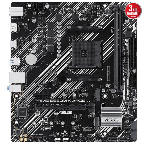 Asus PRIME B550M-K ARGB DDR4 5100mhz 1xhdmi 1xdp 2xm.2 Usb 3.2 Matx Am4 (Amd Am4 5000/4000 G/3000 Serisi İle Uyum Anakar