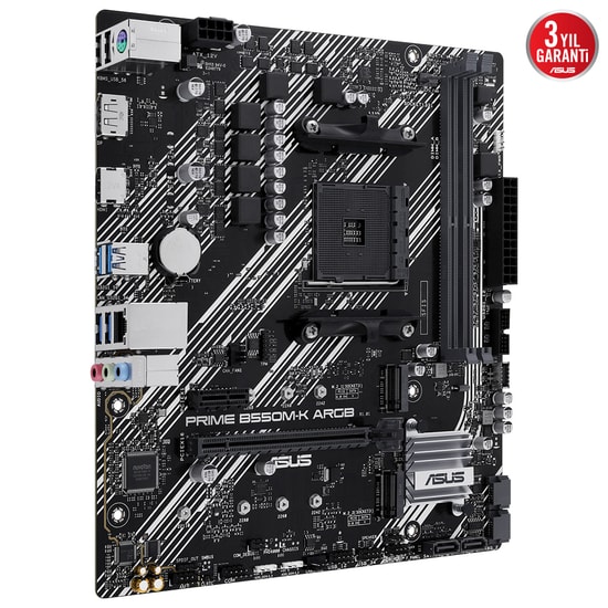 Asus PRIME B550M-K ARGB DDR4 5100mhz 1xhdmi 1xdp 2xm.2 Usb 3.2 Matx Am4 (Amd Am4 5000/4000 G/3000 Serisi İle Uyum Anakar