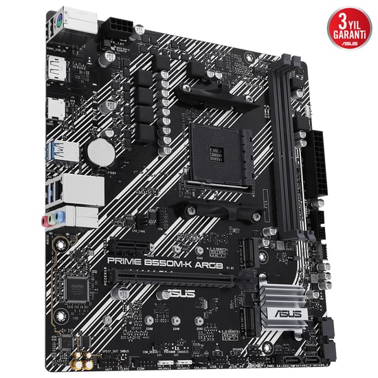Asus PRIME B550M-K ARGB DDR4 5100mhz 1xhdmi 1xdp 2xm.2 Usb 3.2 Matx Am4 (Amd Am4 5000/4000 G/3000 Serisi İle Uyum Anakar