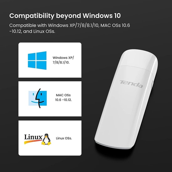 Tenda U12 AC1300 Dual Band USB 3.0 Adaptör - 1300Mbps Kablosuz Hız, Dahili Anten, WPA2, WiFi 5 Teknolojisi