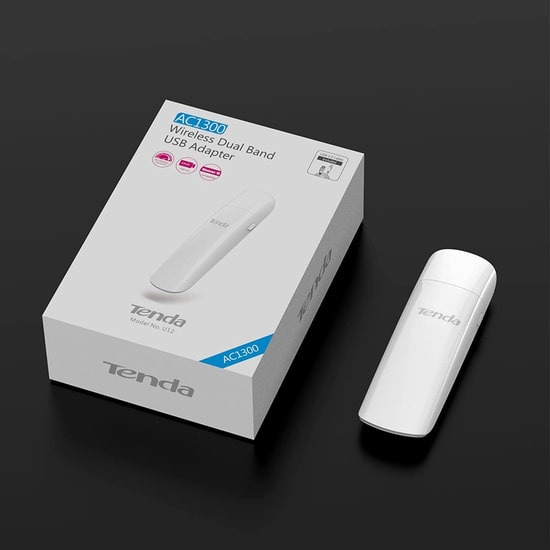 Tenda U12 AC1300 Dual Band USB 3.0 Adaptör - 1300Mbps Kablosuz Hız, Dahili Anten, WPA2, WiFi 5 Teknolojisi