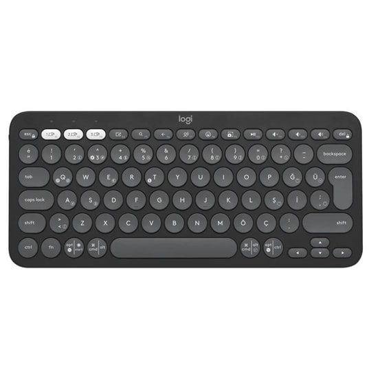 Logitech Pebble Keys 2 K380s Gri Bluetooth Klavye (920-011859) - Easy-Switch ile 3 Cihaz Arası Geçiş, Türkçe Q Düzen